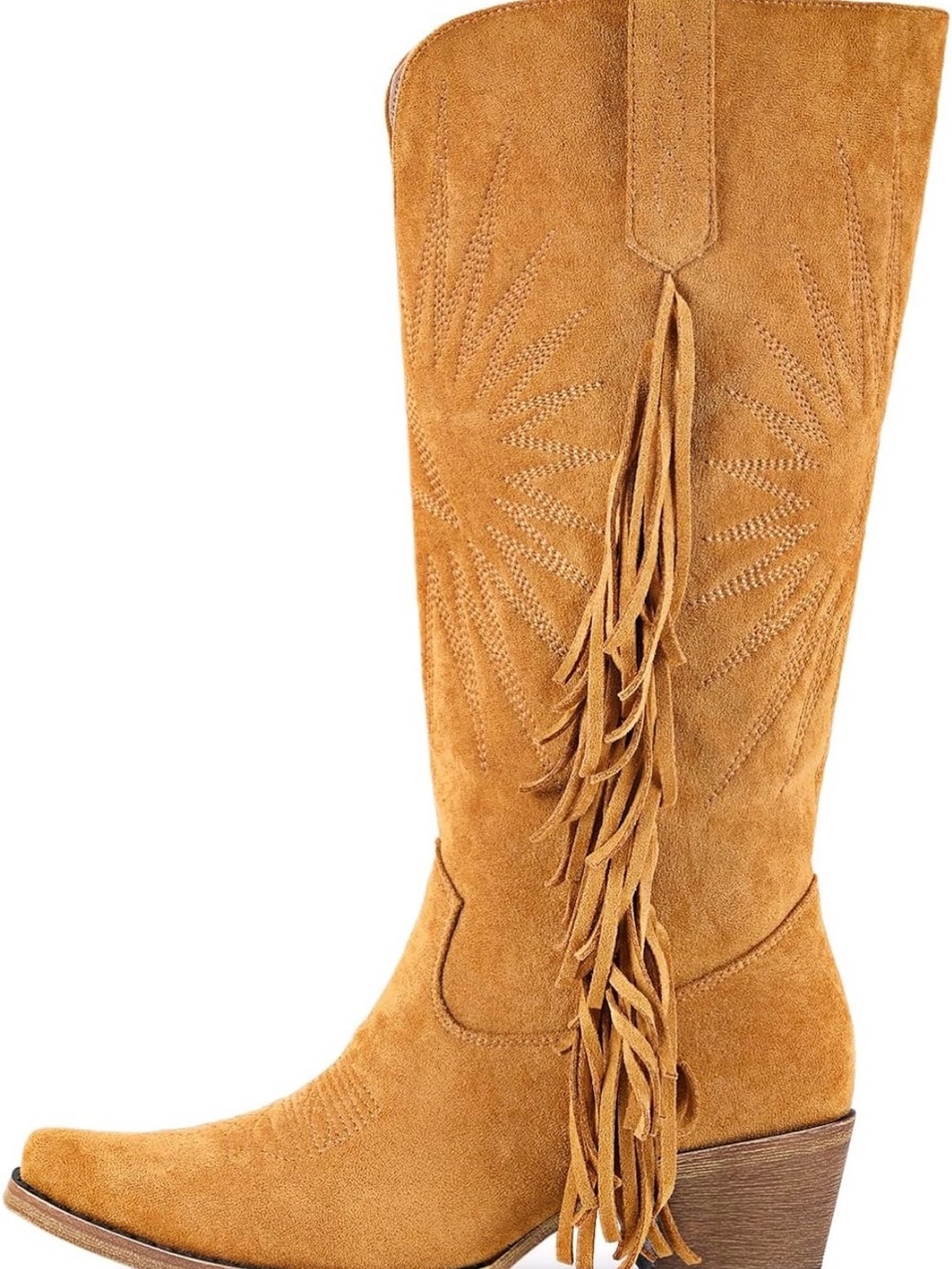 Tan Suede Fringe Western Boots